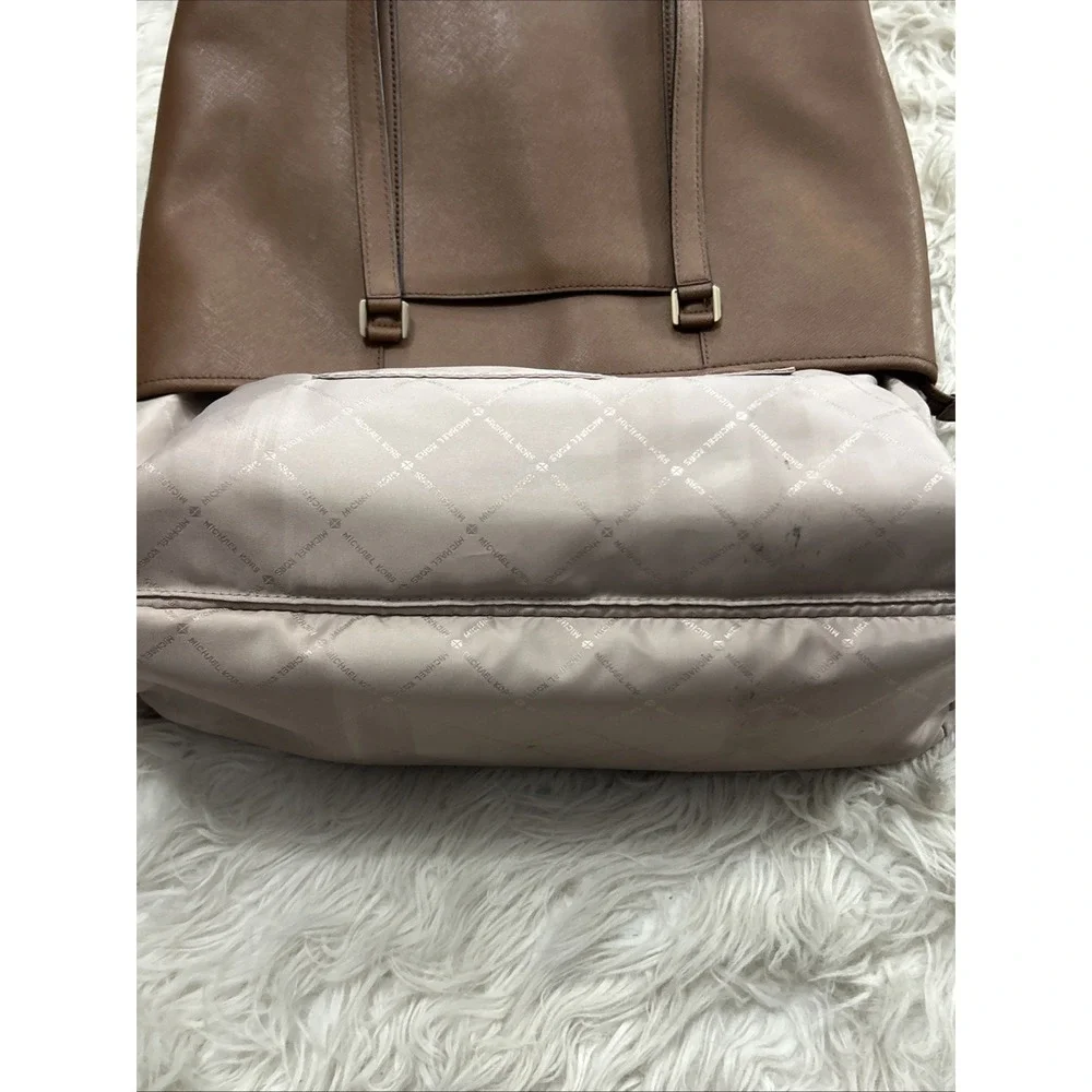 Michael Kors Sady Large Multifunctional Top Zip Tote Brown Laptop Bag EUC
